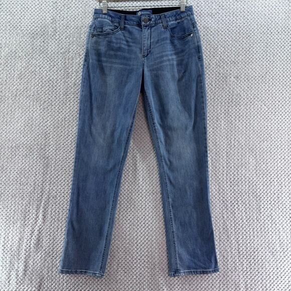 Democracy Jeans Womens 8 Blue Denim Medium Wash Absolution Mid Rise Straight - Picture 1 of 15